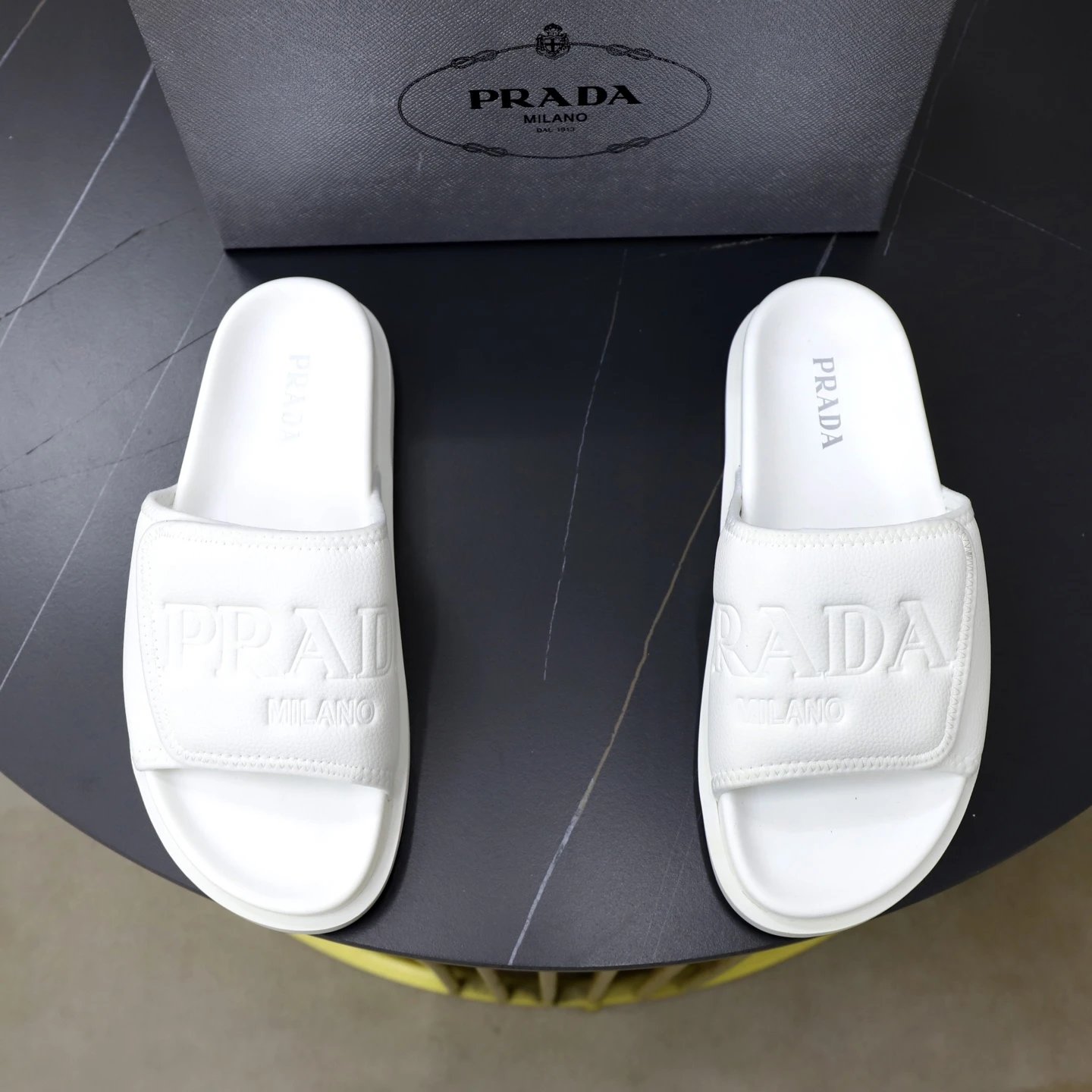 Prada Milan Collection Minimalist Style White Slides