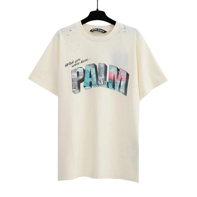 Palm Angels Daily Logo T-shirt White Palm Tree with Visual Detail