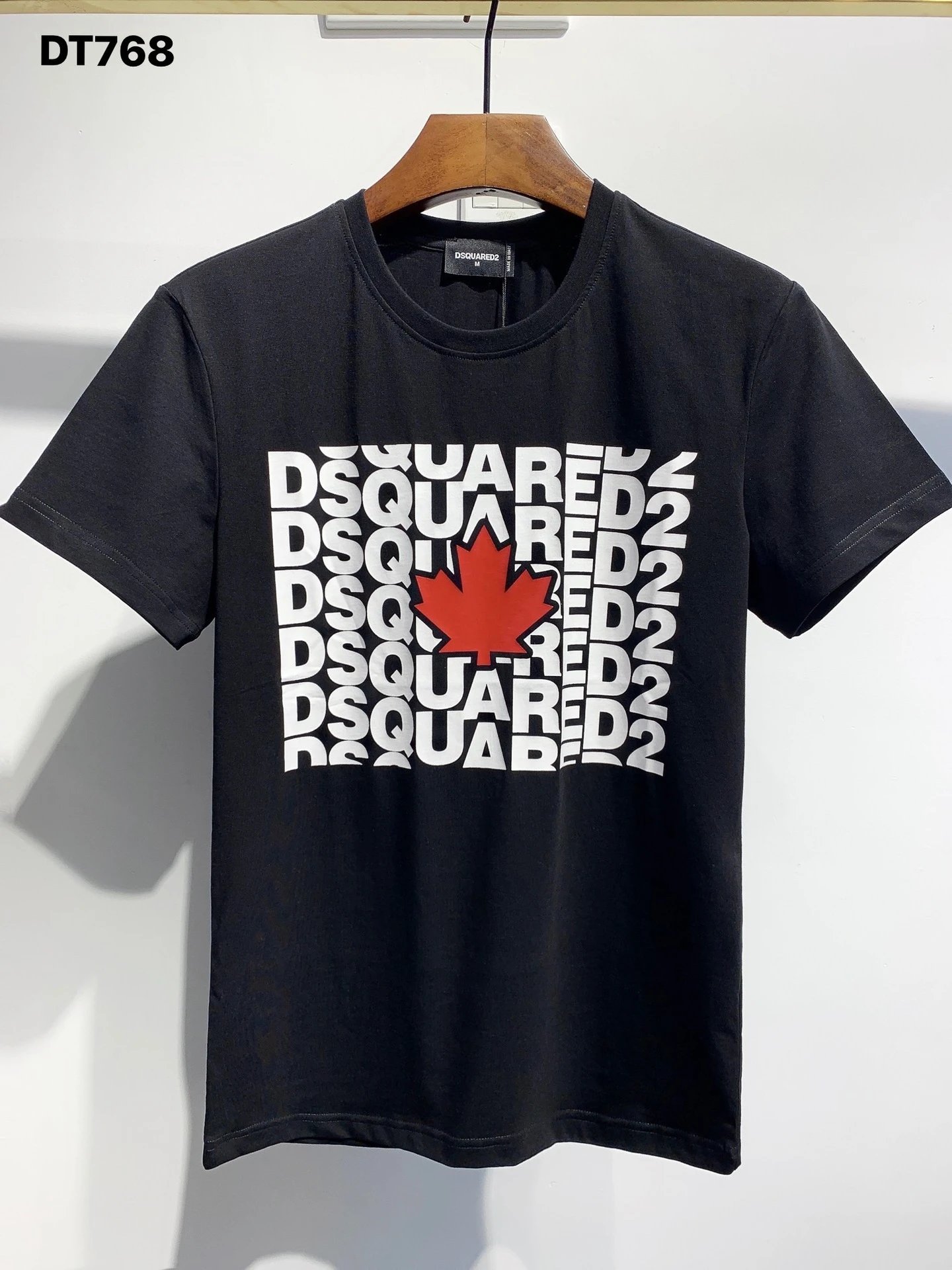 DSQ2 Maple Leaf Print Street Style Black T-Shirt