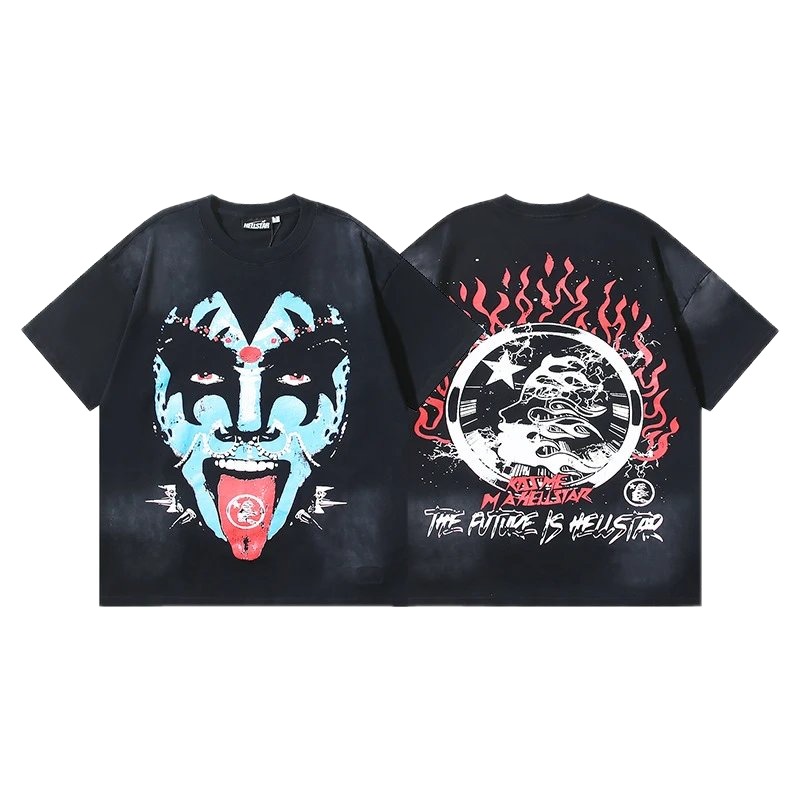 Hellstar Grimace Print Street Style Black T-Shirt