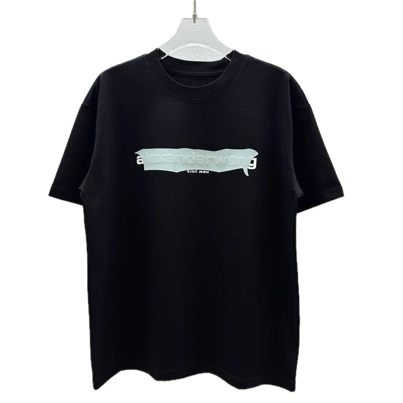 Alexander Wang Foam Logo Street Style Black T-Shirt