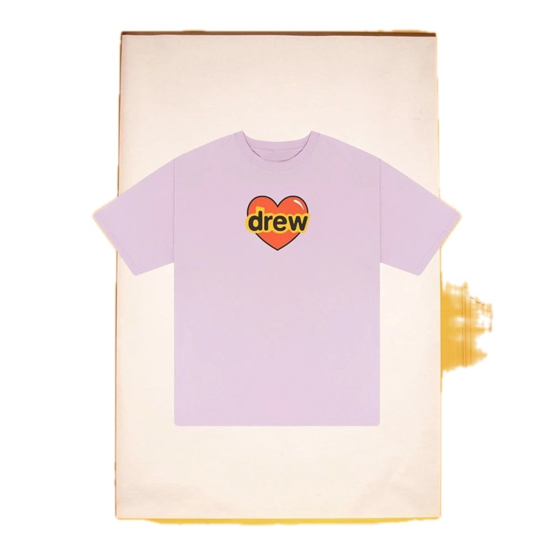 DREW Love Heart Print Street Style Light Purple Short Sleeve T-shirt