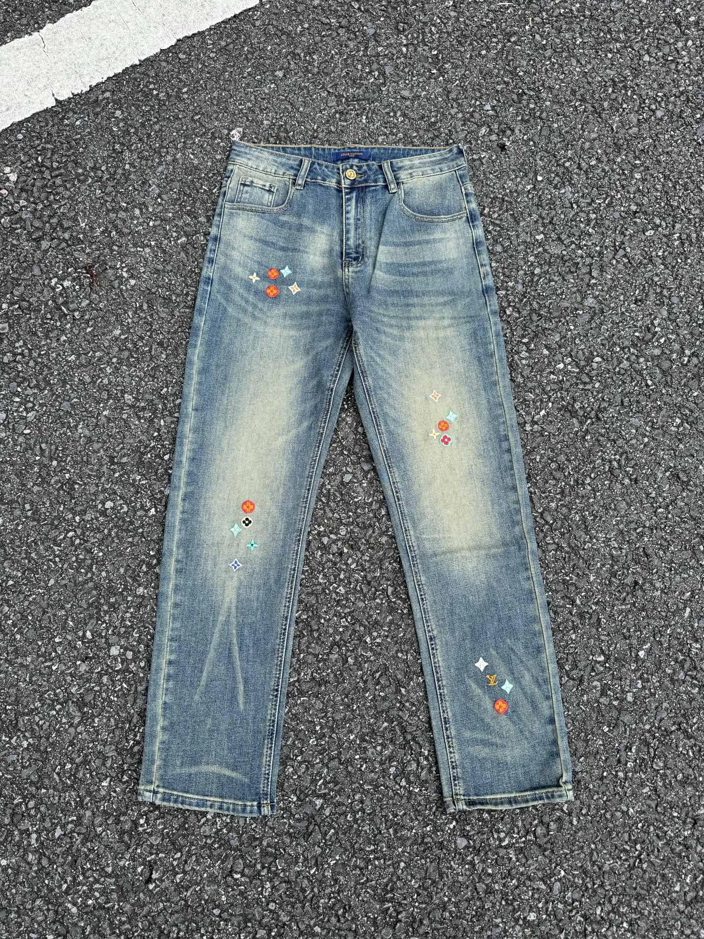 Washed Blue Travel Embellished Straight Jeans