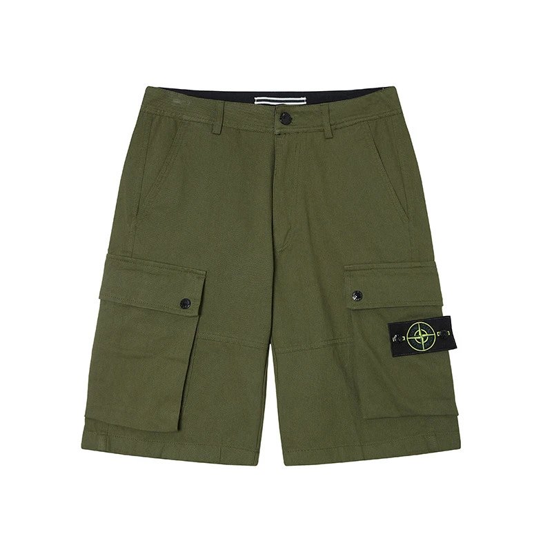 Stone Island Compass Workwear Style Army Green Cargo Shorts