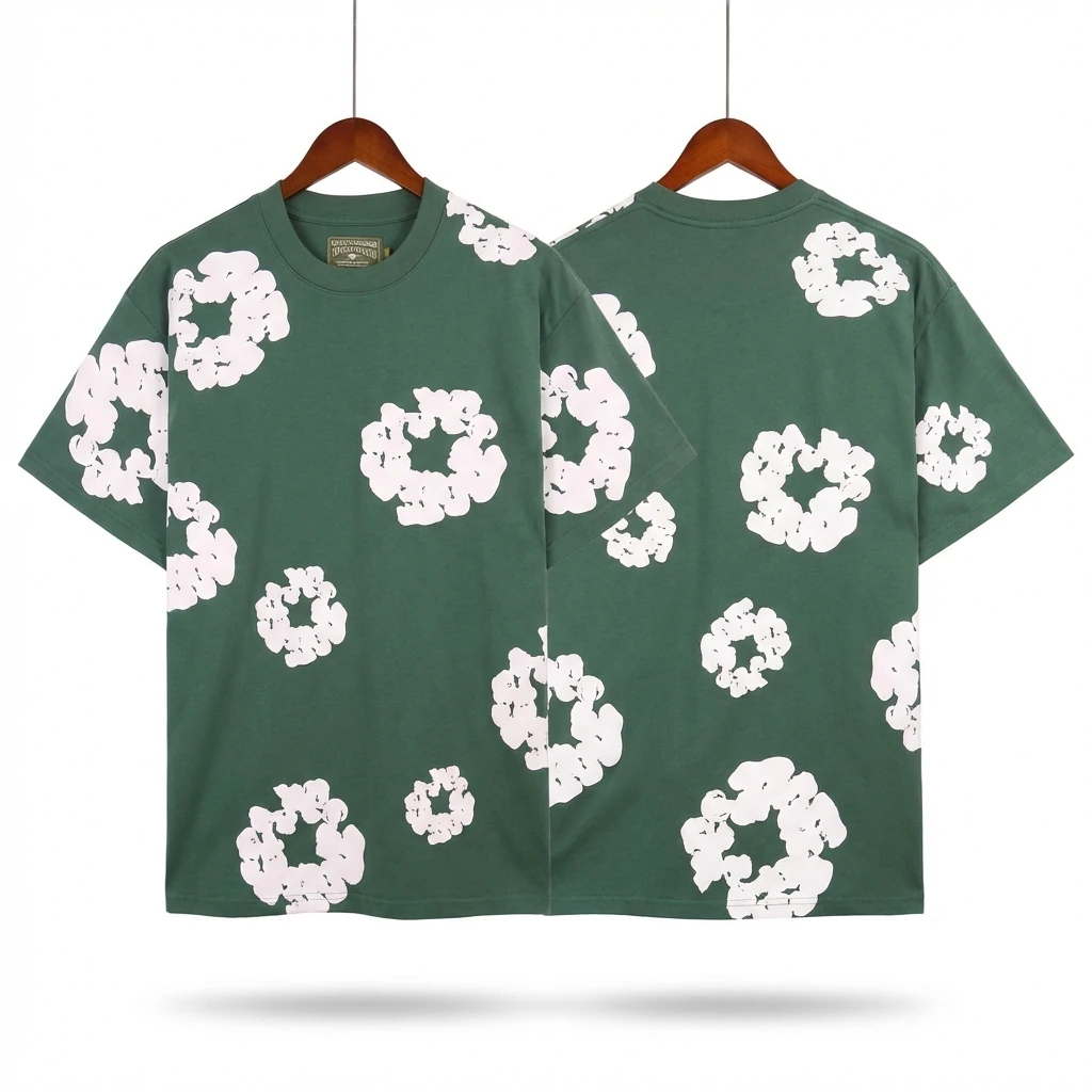 DENIM TEARS retro-style green short-sleeve