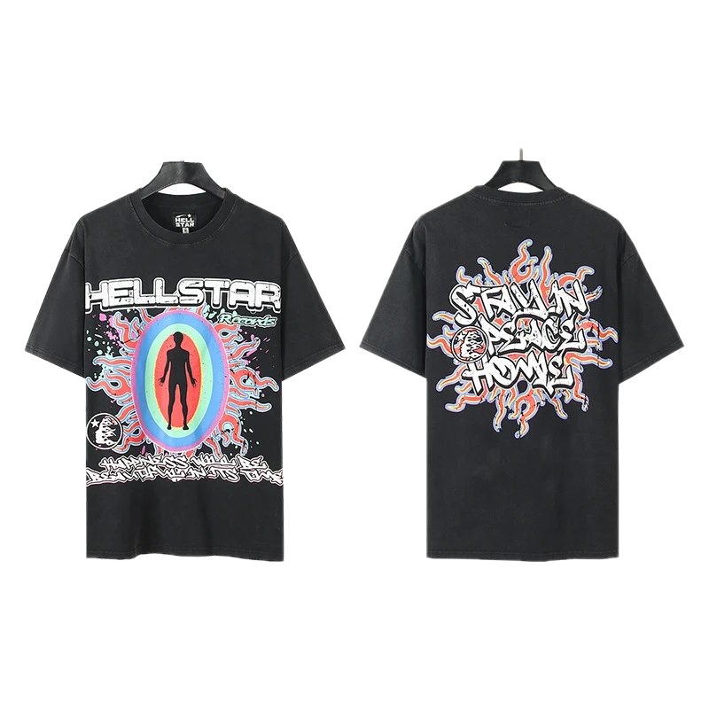 Hellstar Human Figure Print Street Style Black T-Shirt