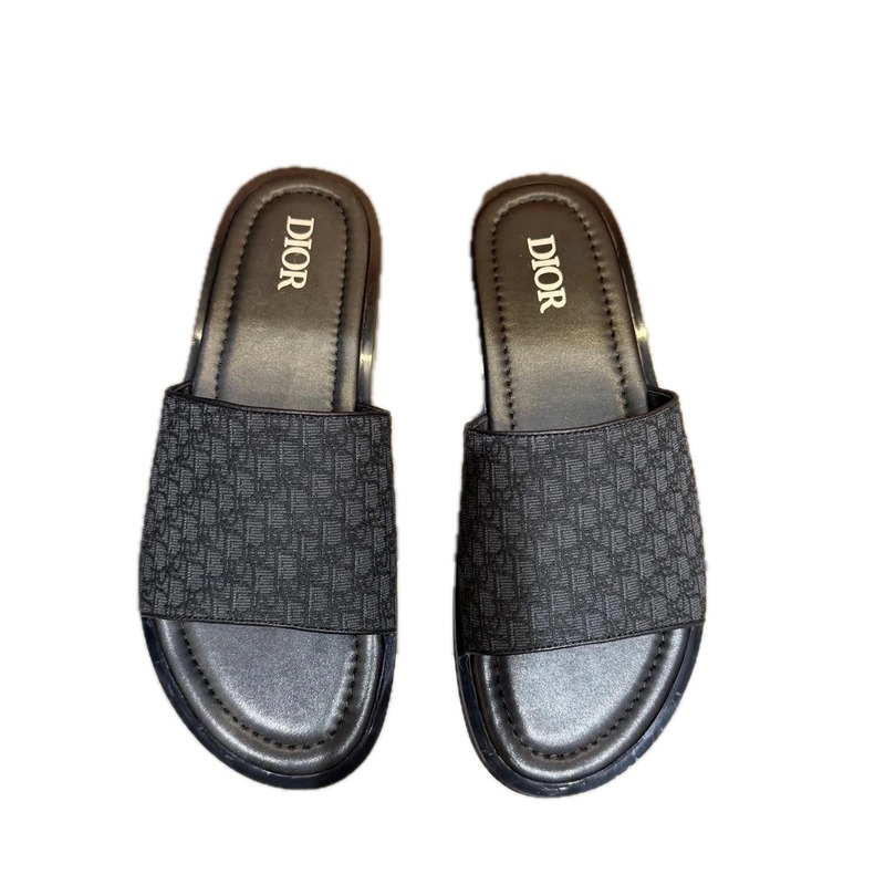 Dior Monogram Light Luxury Style Black Slides