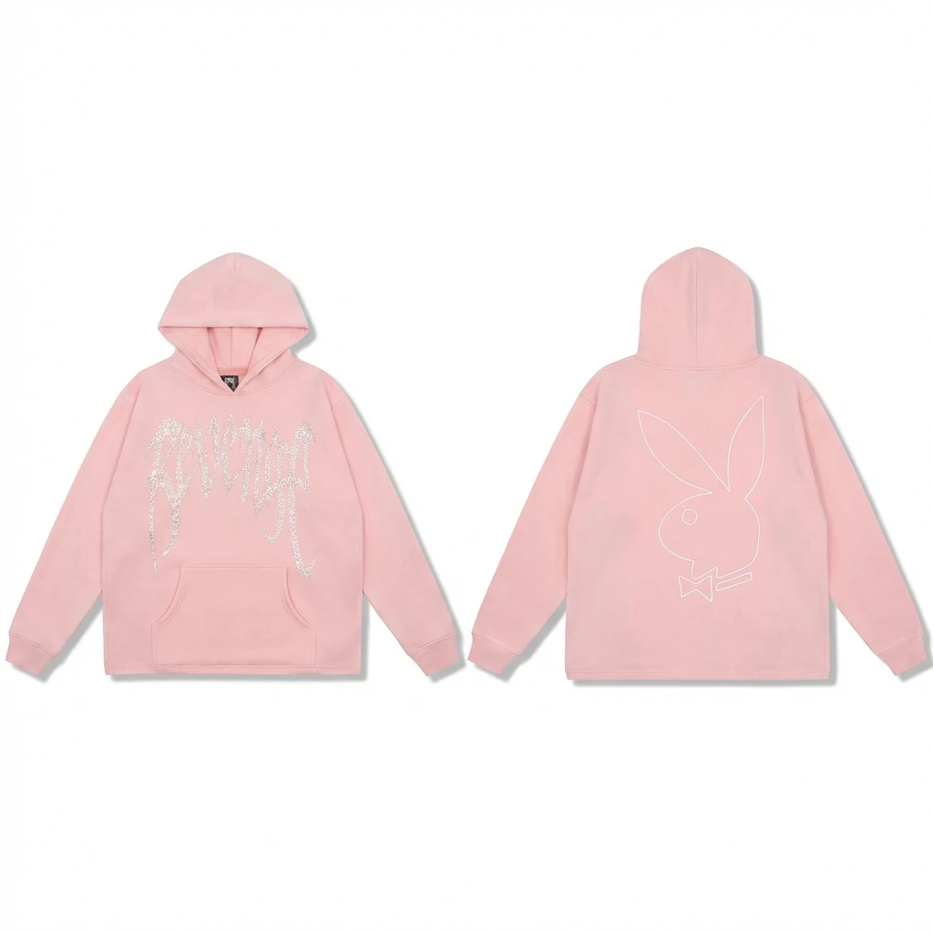 Revenge rabbit print pink hoodie