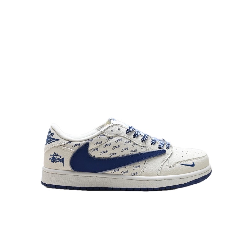 Nike Air Jordan 1 Trendy Style White and Blue Shoes