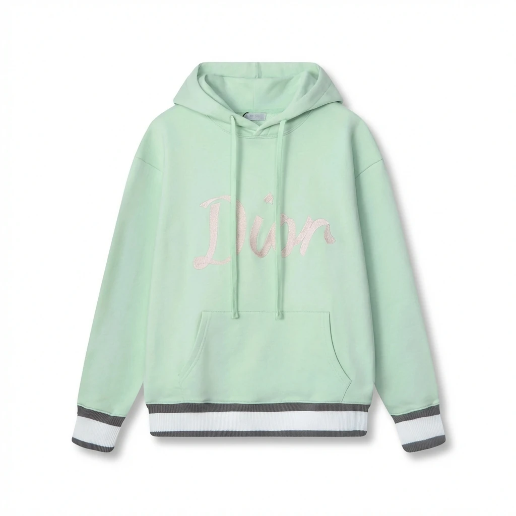 Light green hoodie with Dior letter print