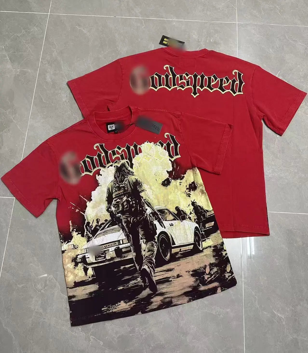 Godspeed Printed Street Style Red Short-sleeve T-Shirt