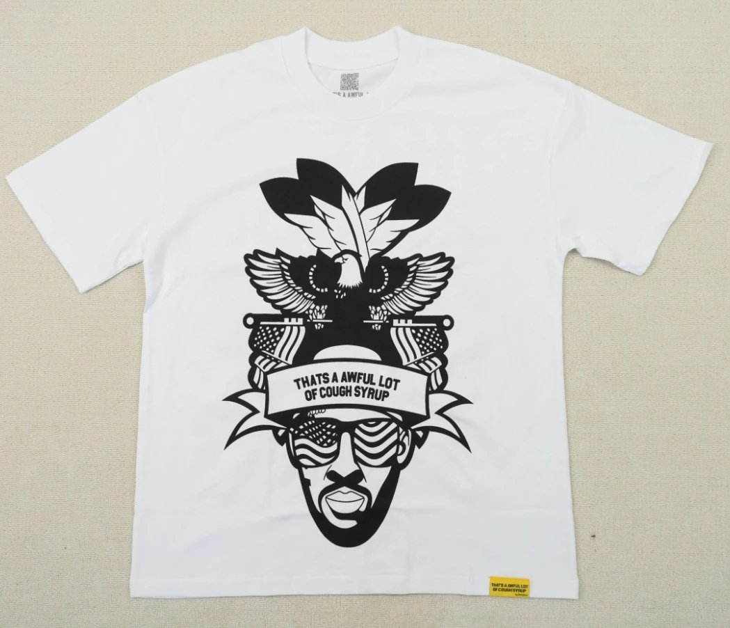 Awful Lot Portrait Print Street Style White T-Shirt