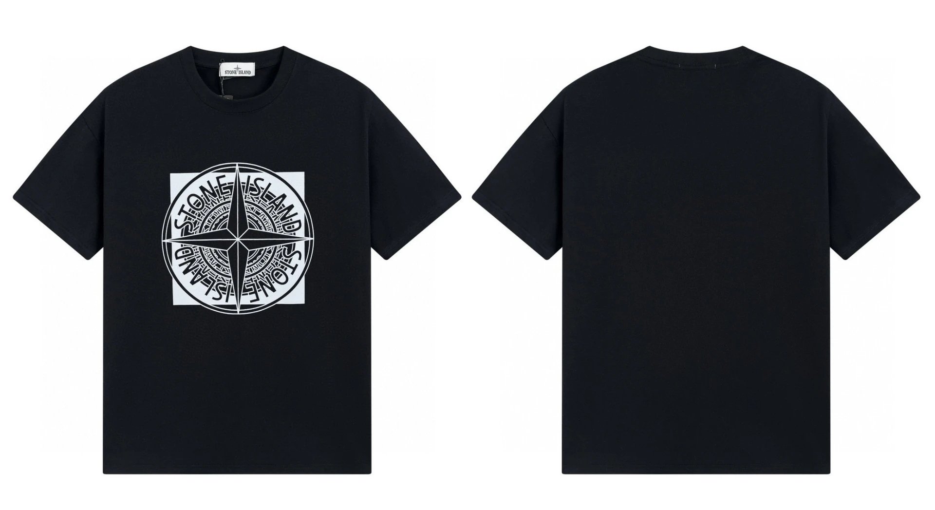 Stone Island Compass Print Street Style Black T-Shirt