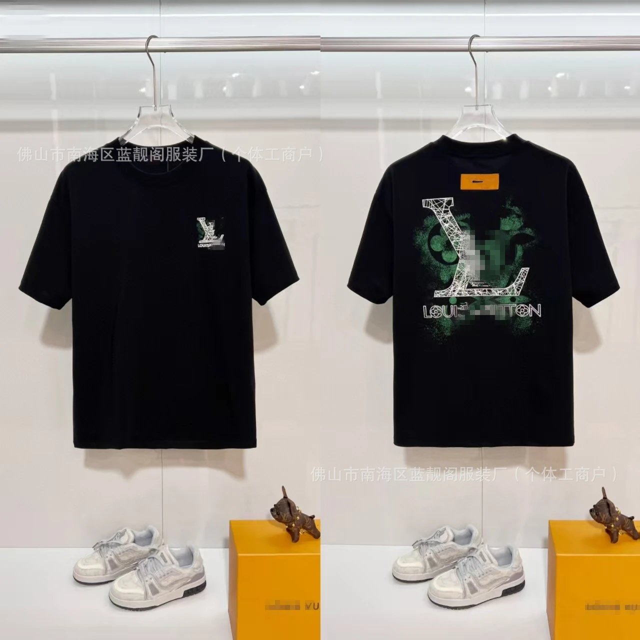 Louis Vuitton Letter Print Trendy Black Short-sleeve T-shirt