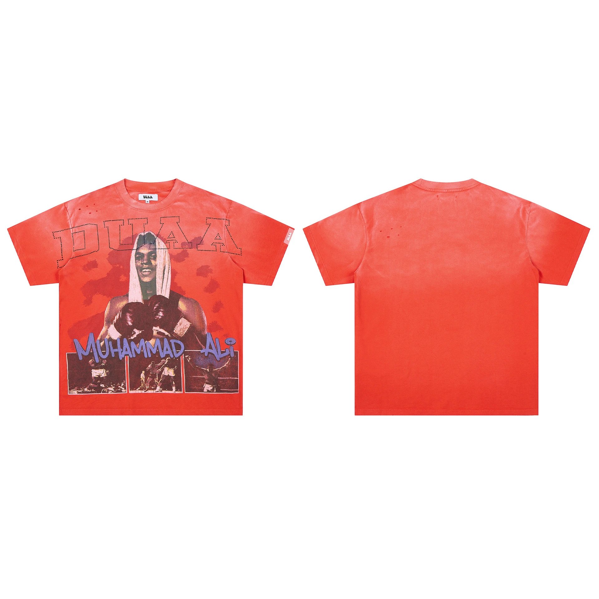 DUAA Ali Print Vintage Style Orange-red T-shirt