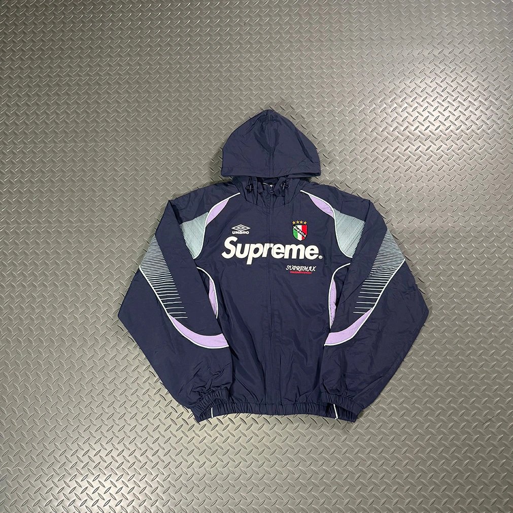 Supreme Navy Purple Hooded Track Jacket