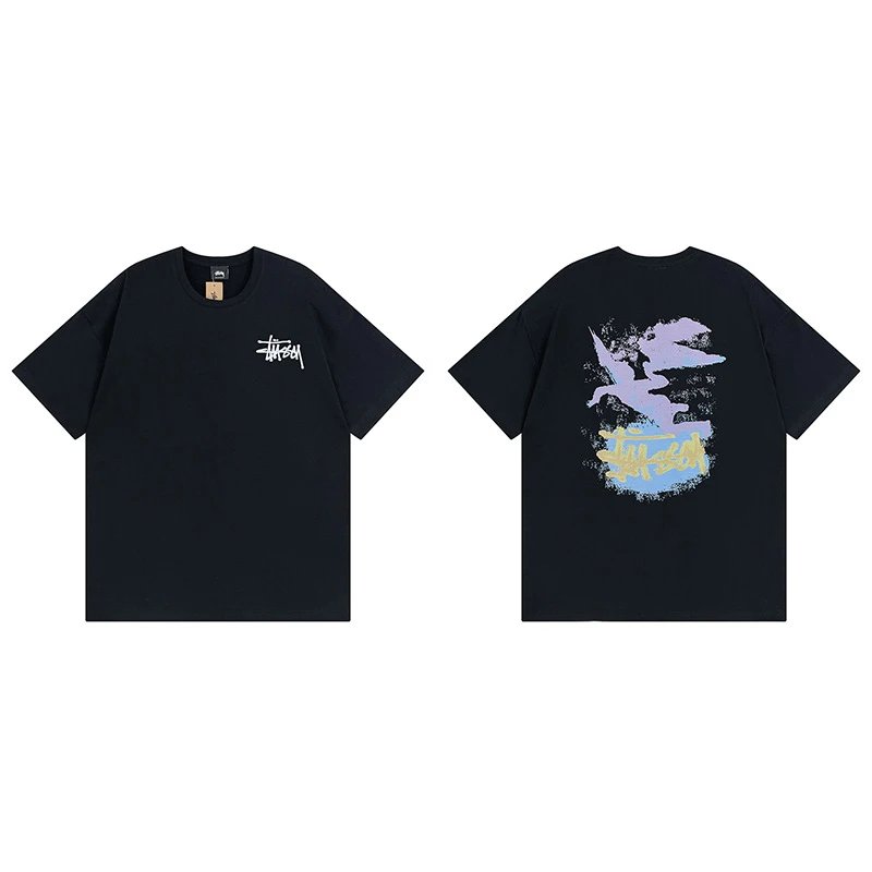 Stussy Black Spider Graphic T-Shirt Training Look Logo