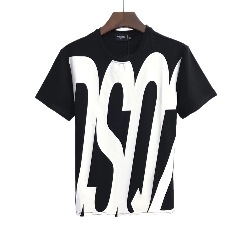 DSQ Large Letter Street Style Black and White Short Sleeve T-Shirt