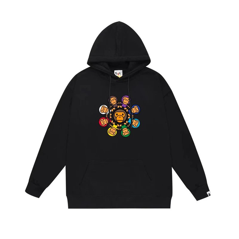 Bape Colorful Ape Style Black Hoodie