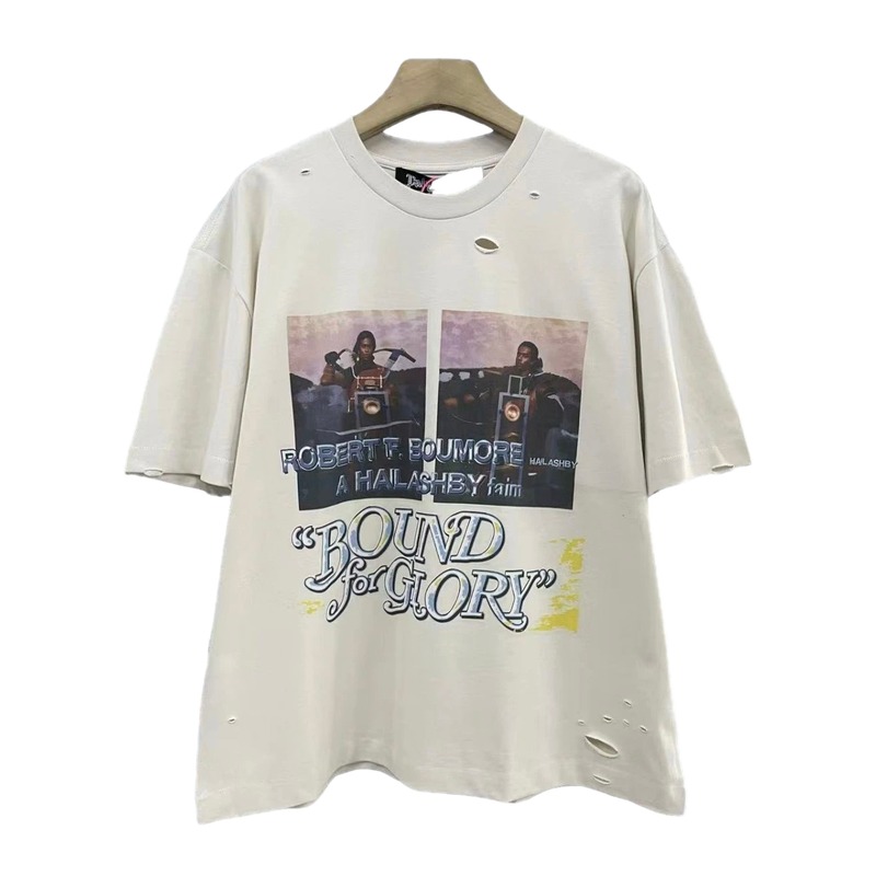 Paly Hollywood Printed Vintage Off-white Short Sleeve T-Shirt