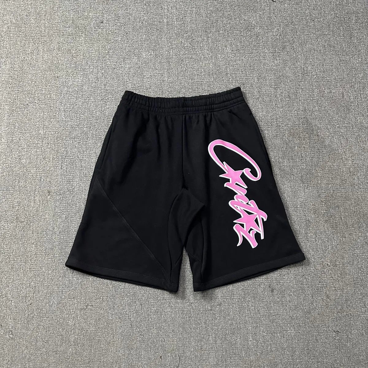 Corteiz graffiti-style black shorts