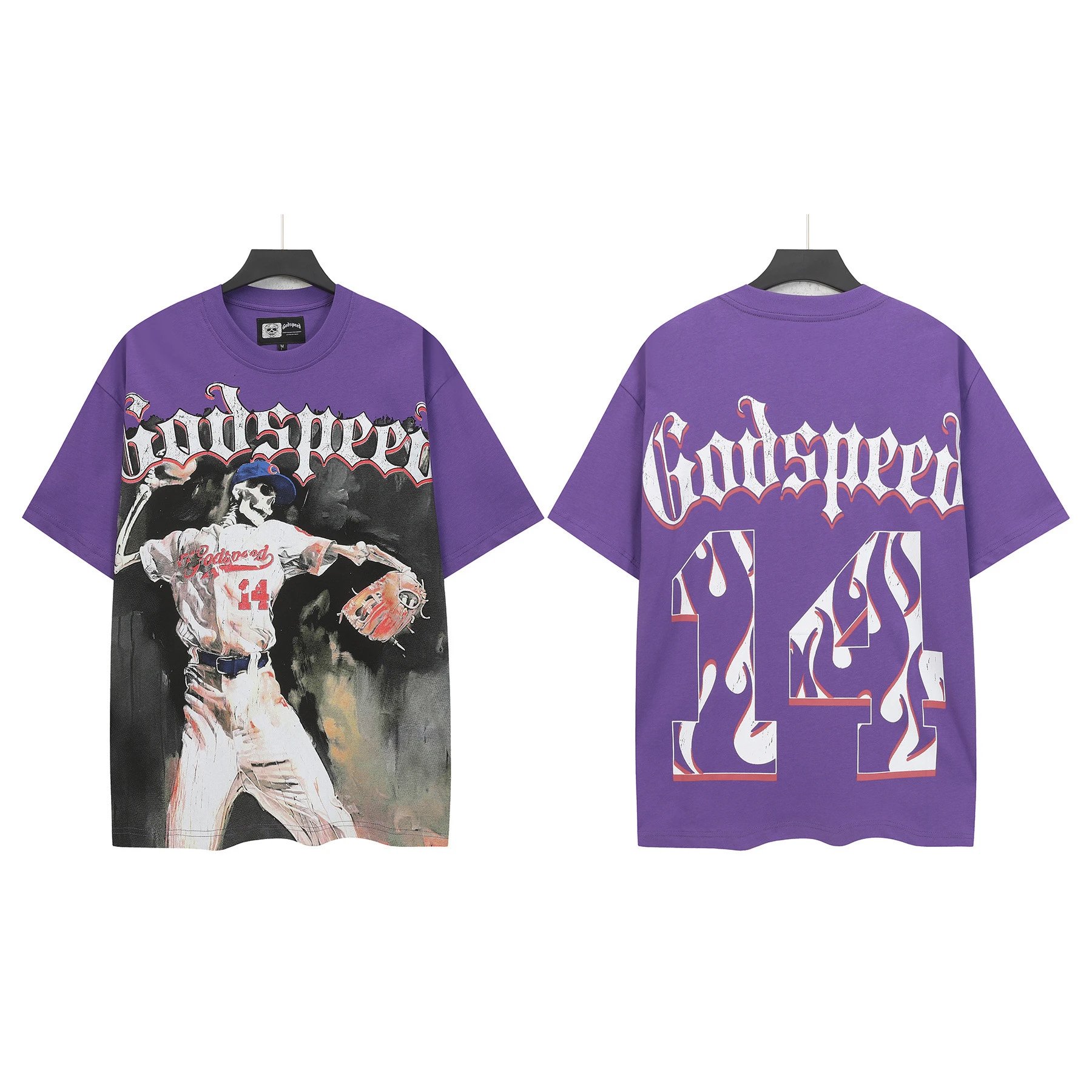Godspeed Baseball Skull Street Style Purple T-shirt
