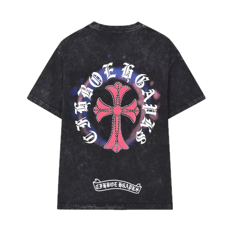 Chrome Hearts Cross Vintage Distressed Black Short Sleeve T-shirt