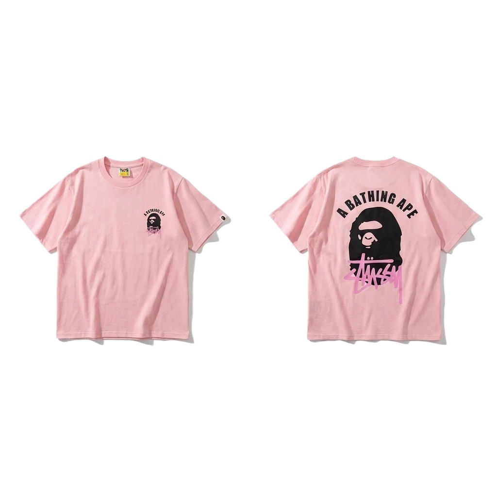 The classic pink trendy T-shirt of Bape.