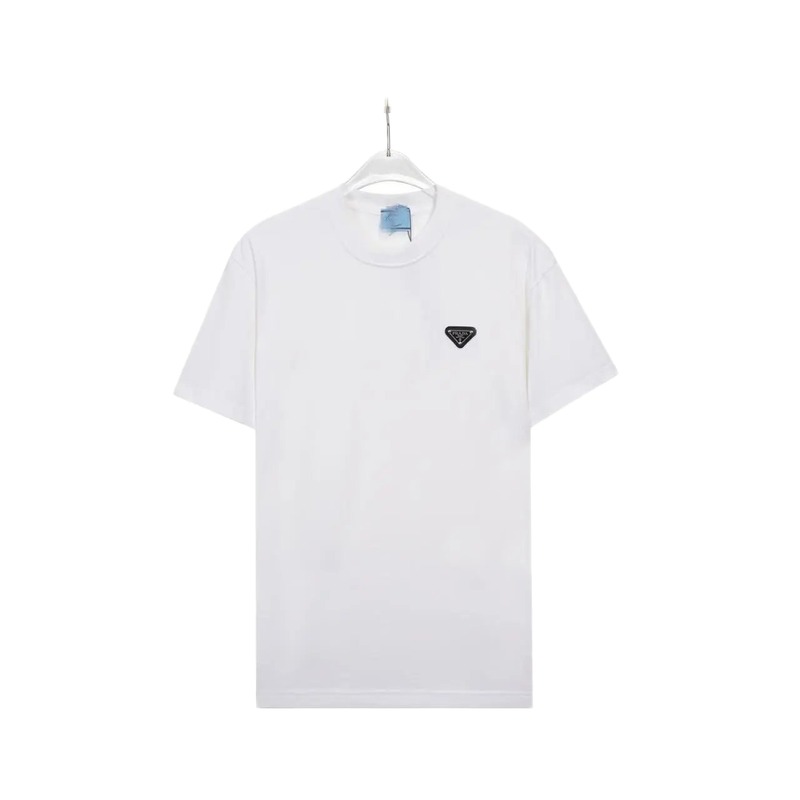 Prada Triangle Logo Minimalist Style White Short-sleeve T-shirt