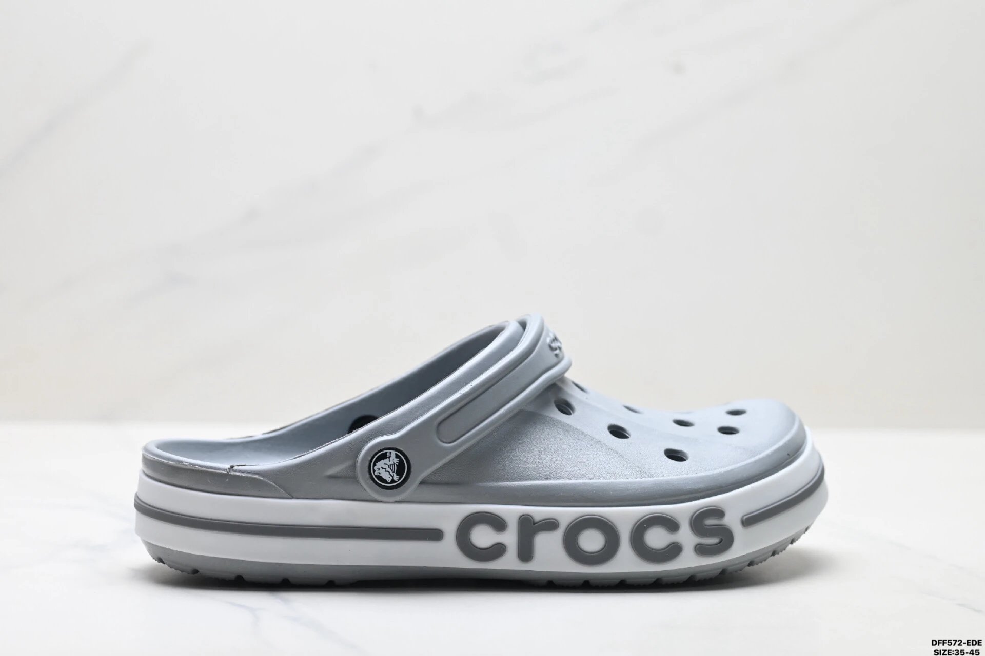 The trendy and cool style of Crocs clogs in silver gray.