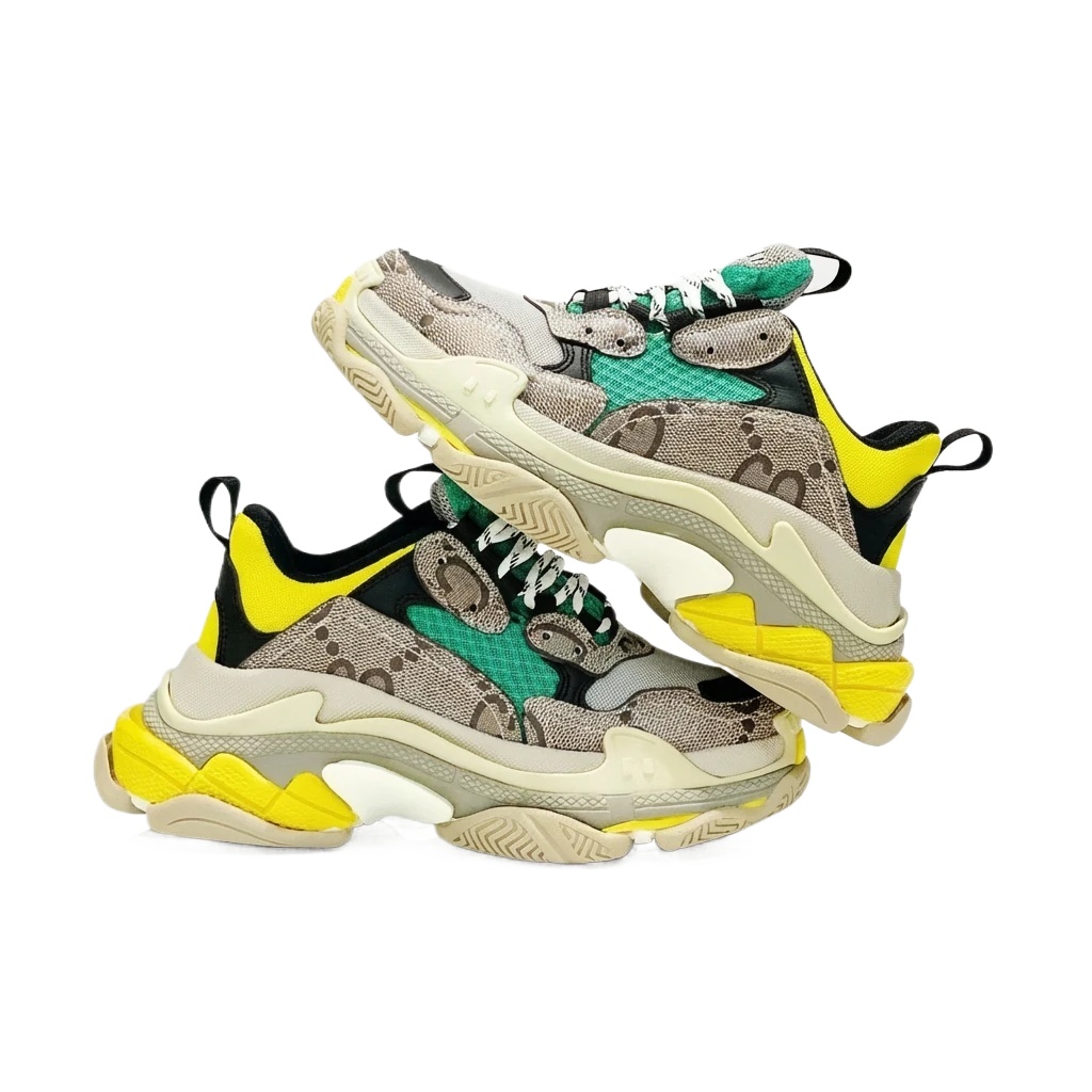 Balenciaga Triple S color-blocking style.