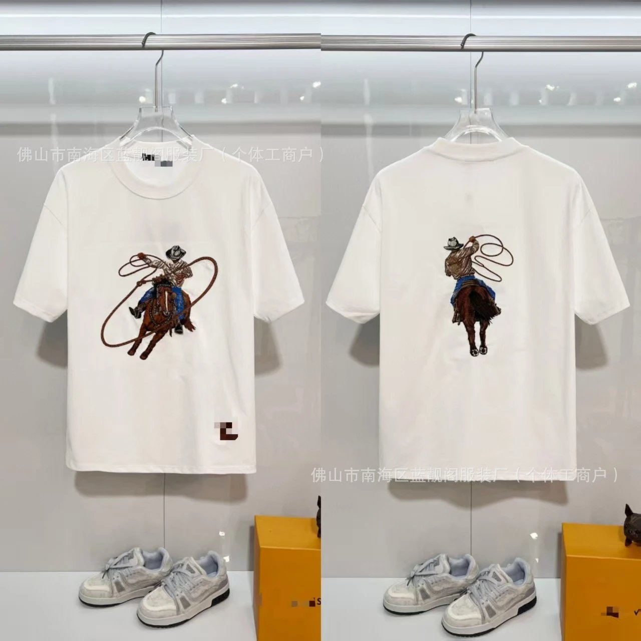 Louis Vuitton Denim Collection Vintage Style White T-Shirt