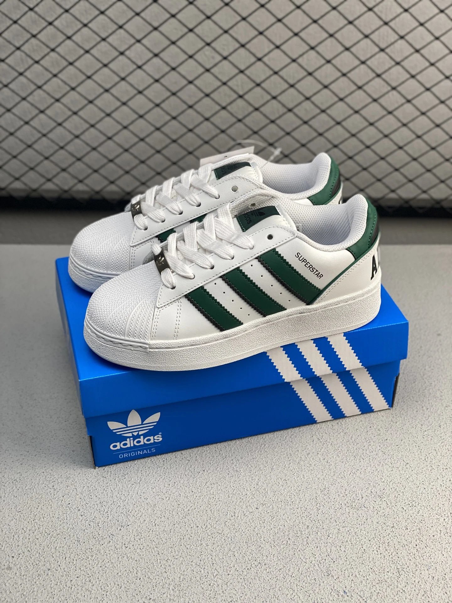 Adidas Shell-Toe Sneakers, Minimal Cupsole in White and Green