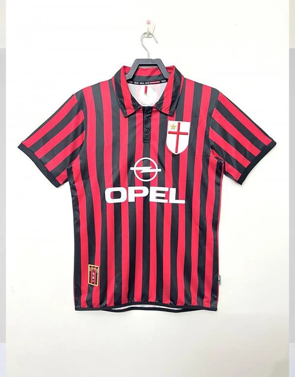 AC Milan Resort Retro soccer jersey Red Black Striped for Travel Looks