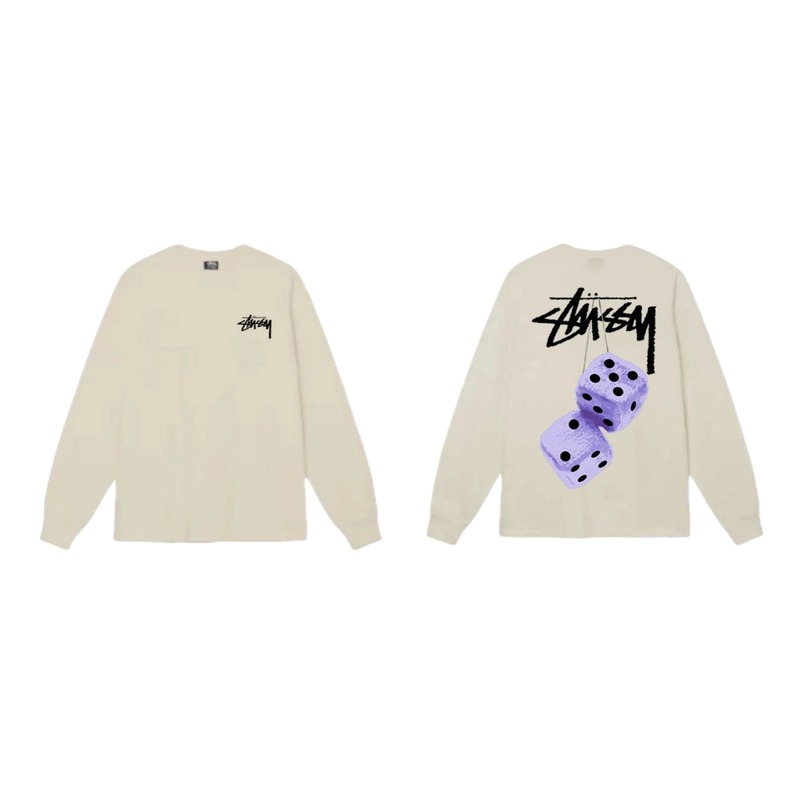 Stussy Dice Print Off-white Long-sleeve Shirt