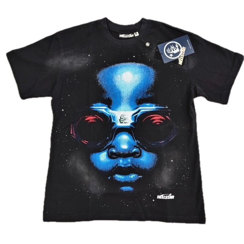 Hellstar Portrait Print Street Style Black T-Shirt