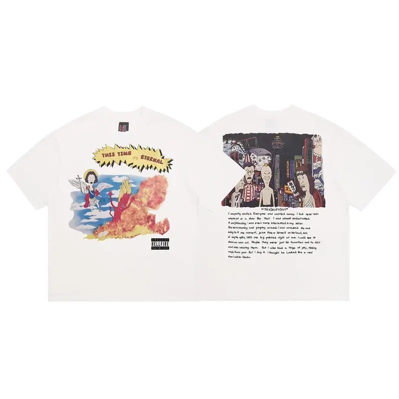 SAINT Comic Print Street Style White T-Shirt