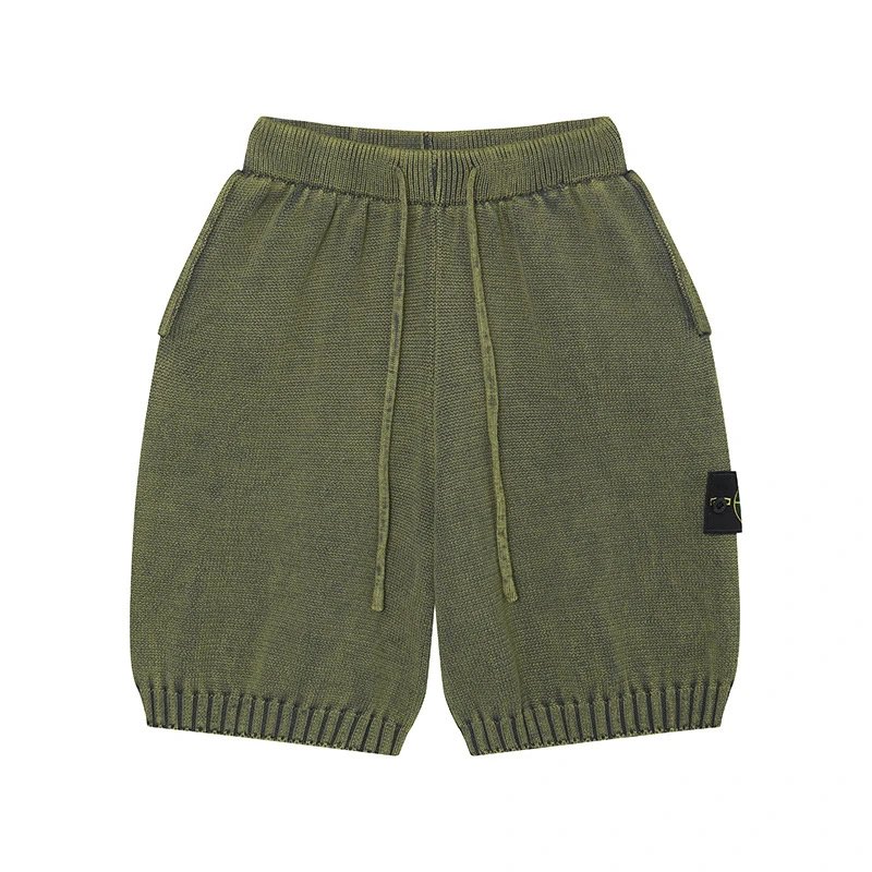 Stone Island Knit Techwear Style Military Green Shorts