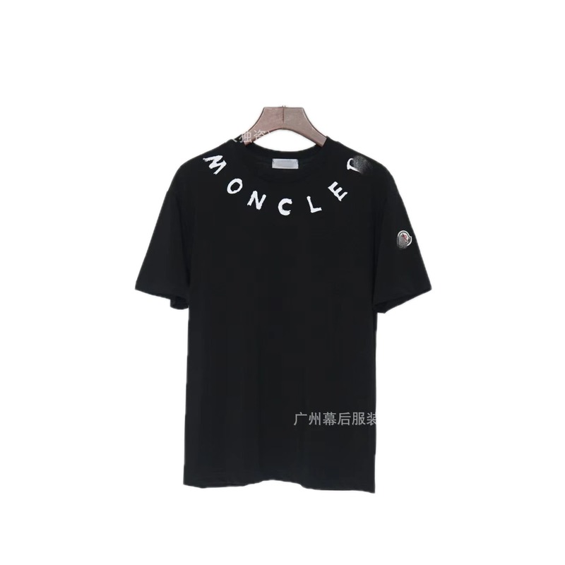 Moncler Letter Print Casual Style Black T-Shirt