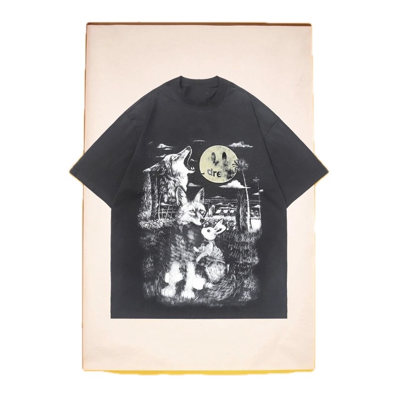 DREW Animal Print Street Style Black T-Shirt