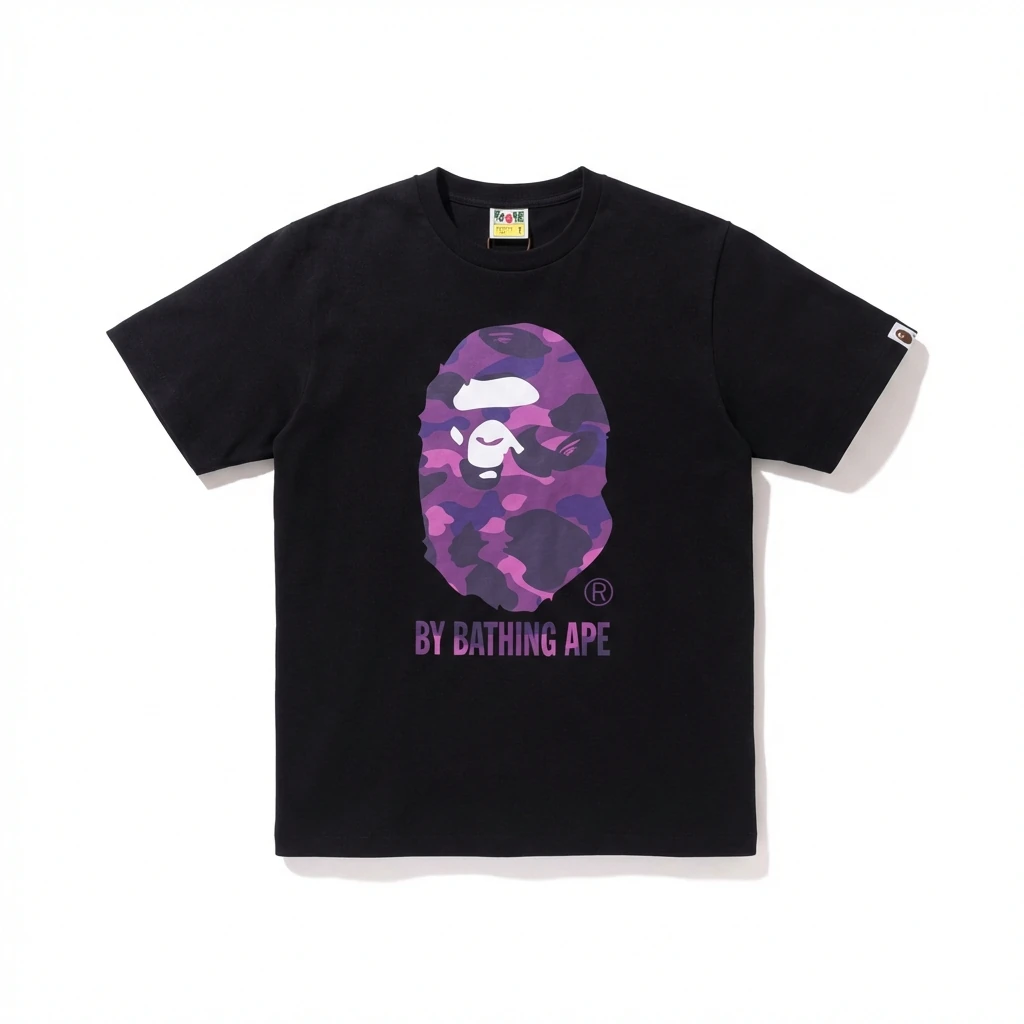 Bape camouflage-style black T-shirt