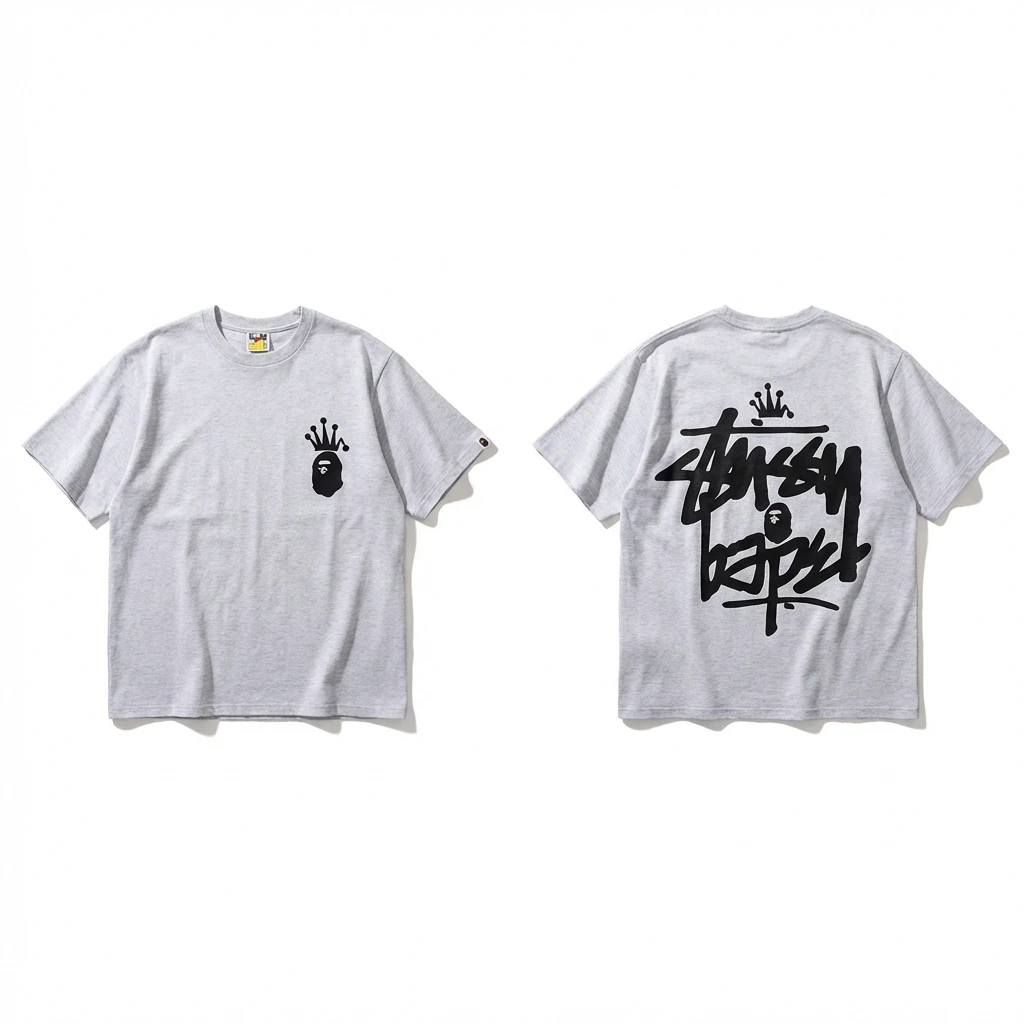 Bape Crown Trendy and Cool Style White T-shirt
