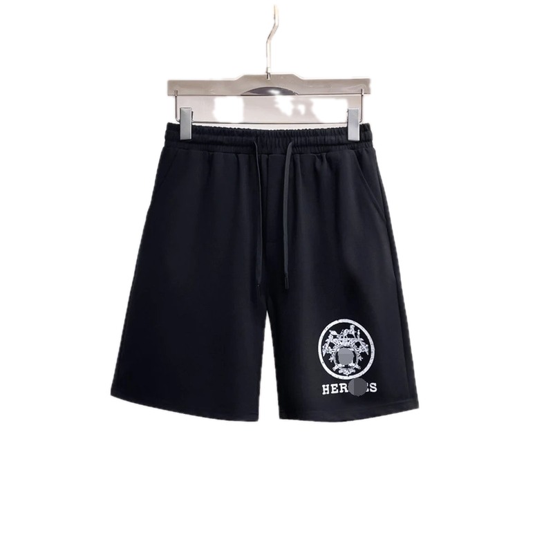 Hermès Logo Print Casual Style Black Shorts