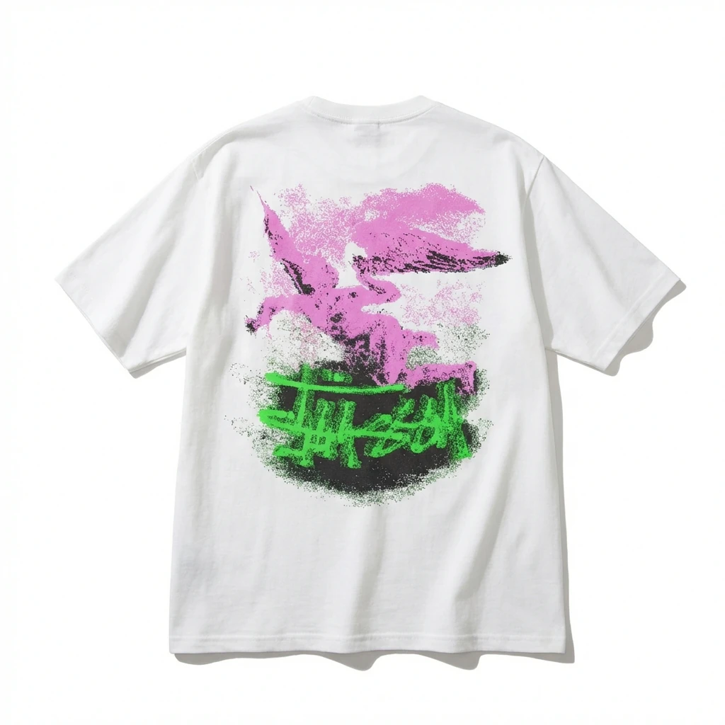 Stussy graffiti-style white T-shirt
