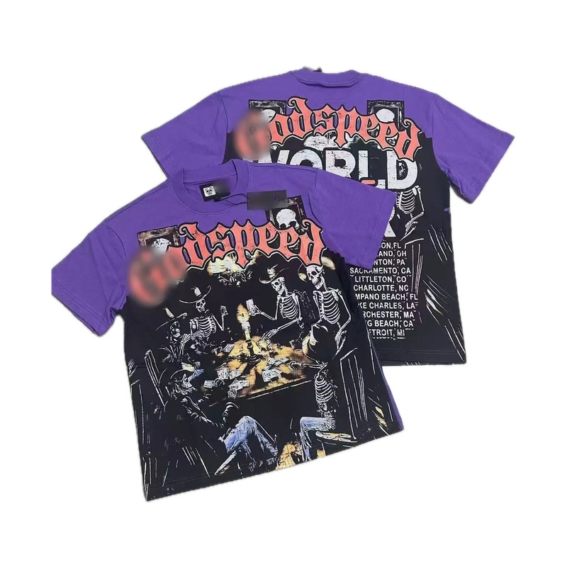 Godspeed Skull Poker Street Style Purple T-shirt