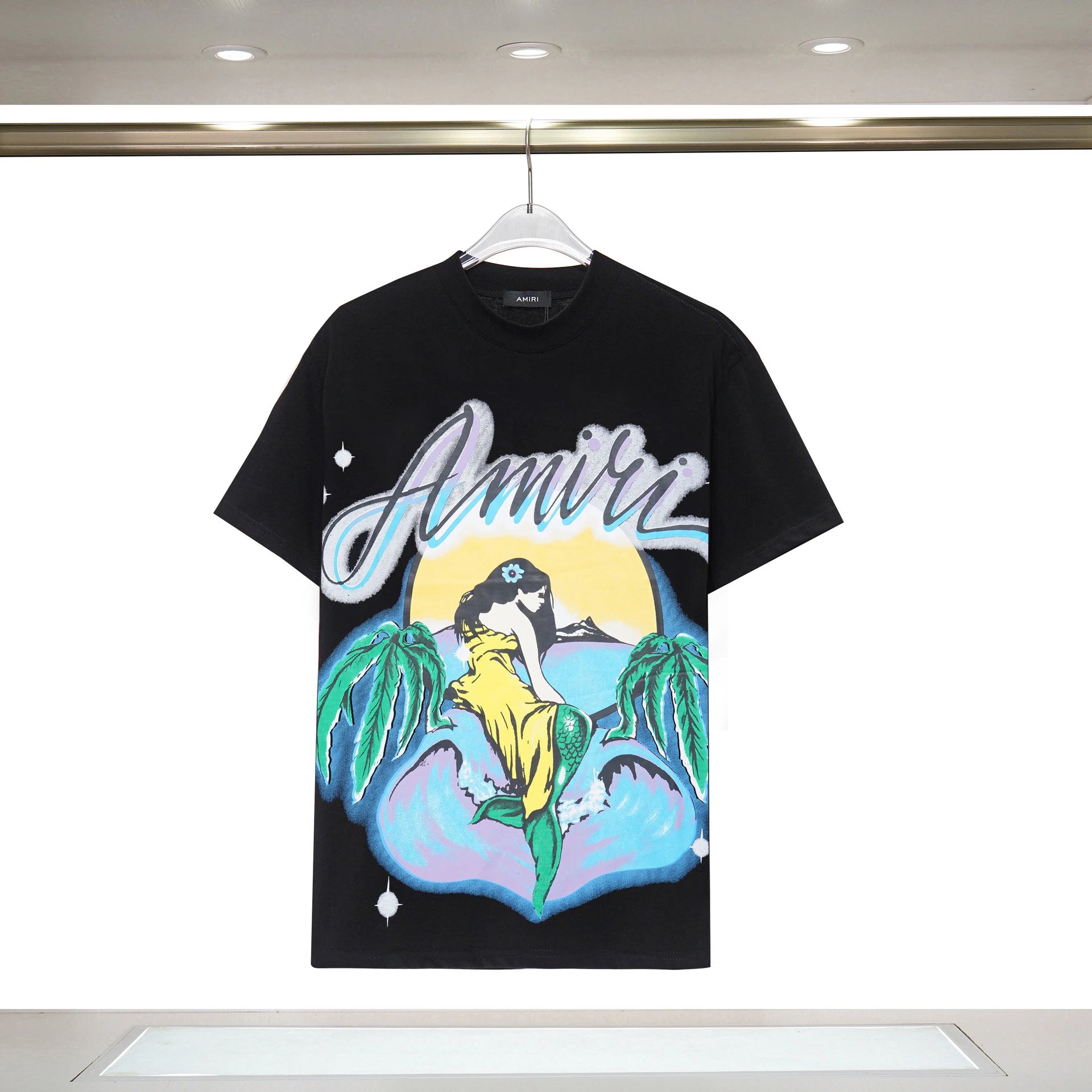 Amiri Monogram Graphic T-shirt White Blue Amiri for Casual Outfits