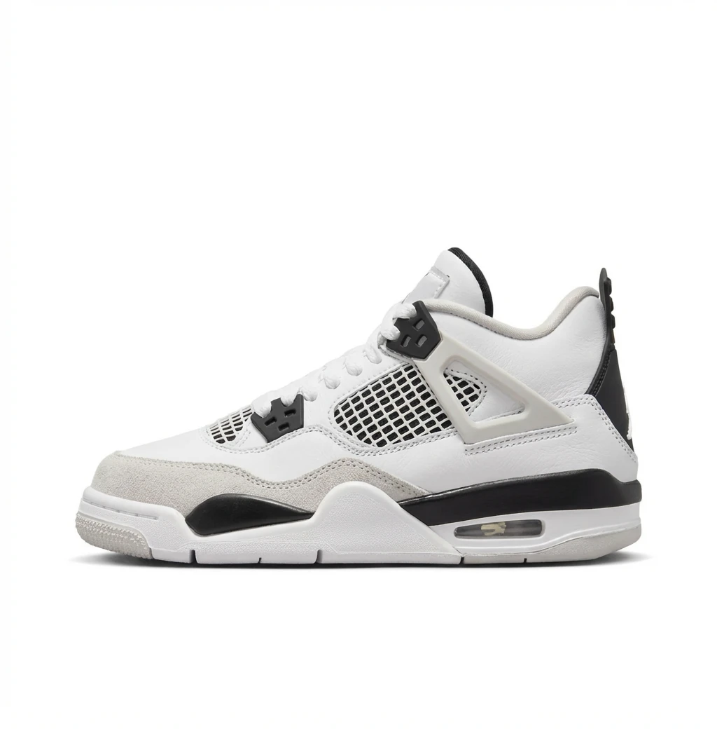 Jordan 4 black, white and grey trendy sneakers