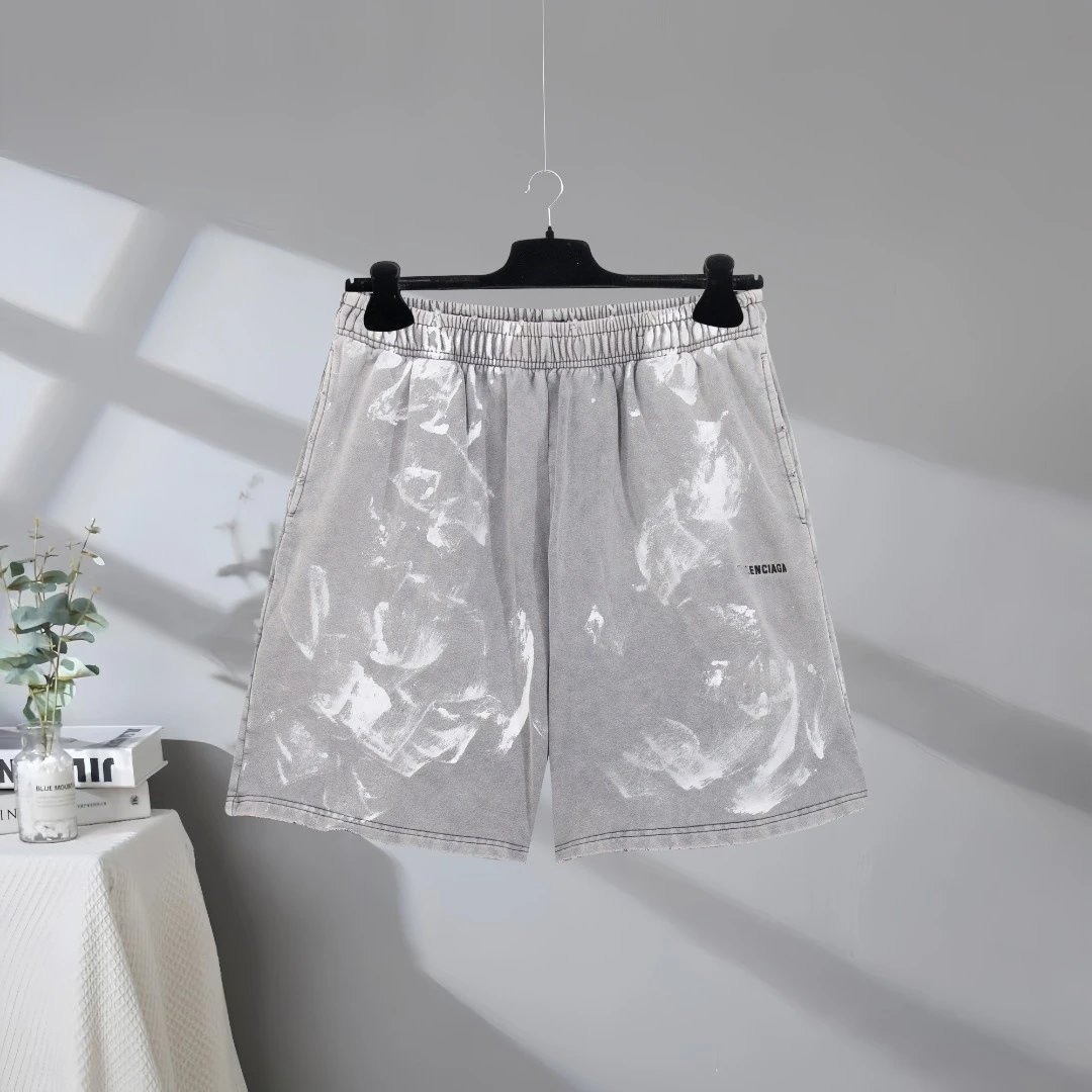 Balenciaga graffiti-style grey shorts