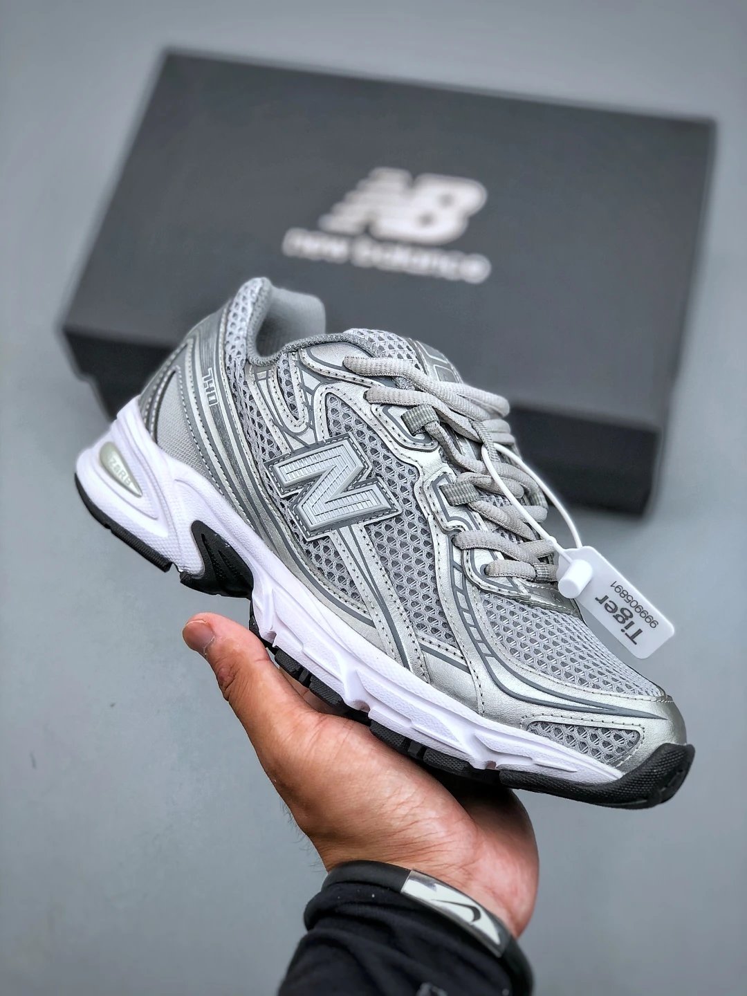 New Balance Silver Running Shoes with Wide Cushioned Base