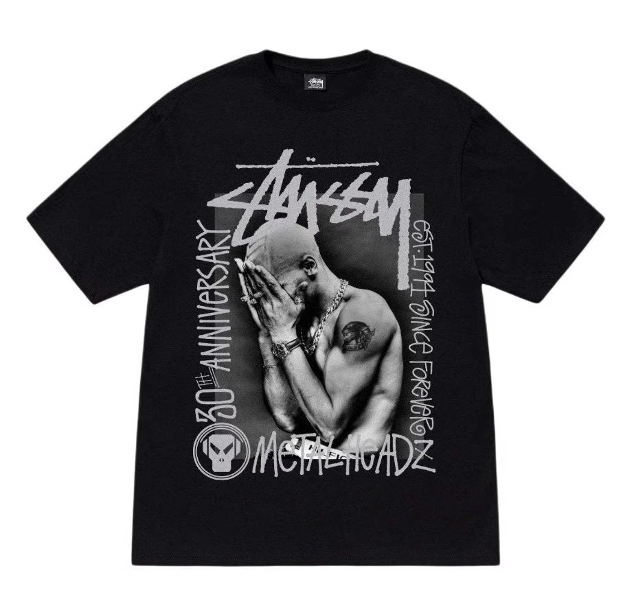 Stussy Statement Graphic T-shirt Black White Stussy for Easy Pairing